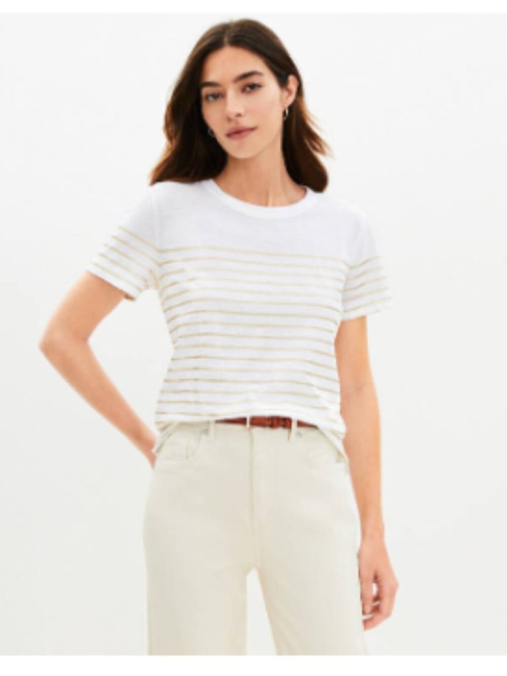 Loft Shimmer Stripe Everyday Crew Tee